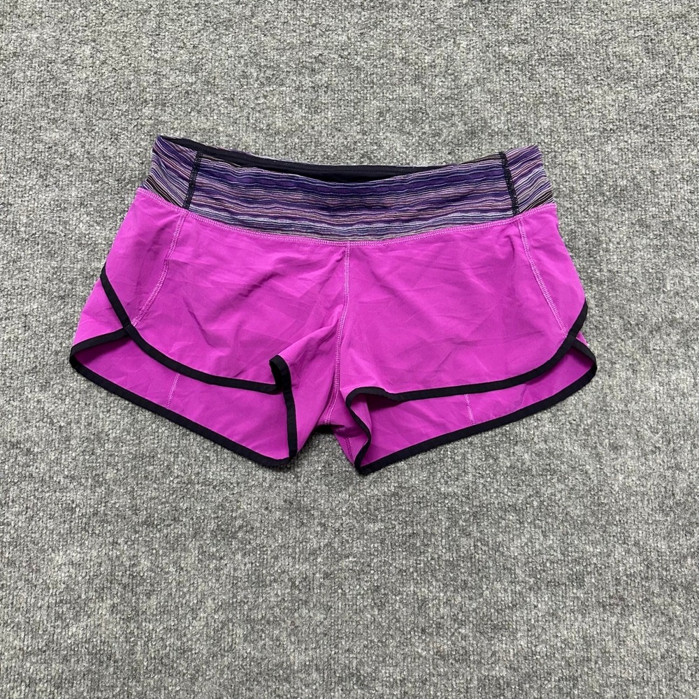 Lululemon Shorts Womens Size 6 Purple Speed Up Running Athletic Striped Trim